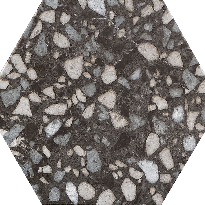 Terrahex Black Matt Wall & Floor Tile 23cm x 27cm