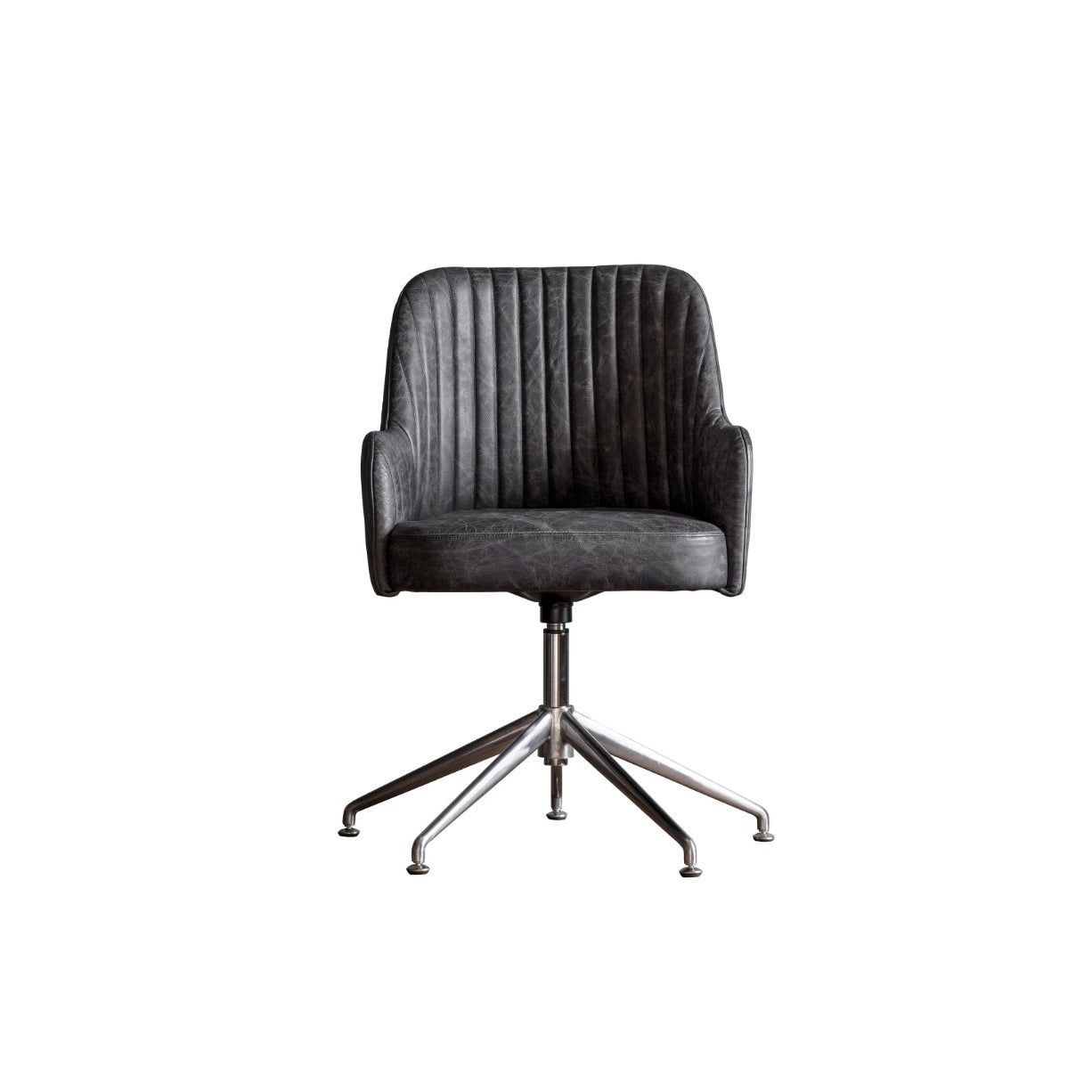 Opuluxe Antique Ebony Leather Swivel Chair