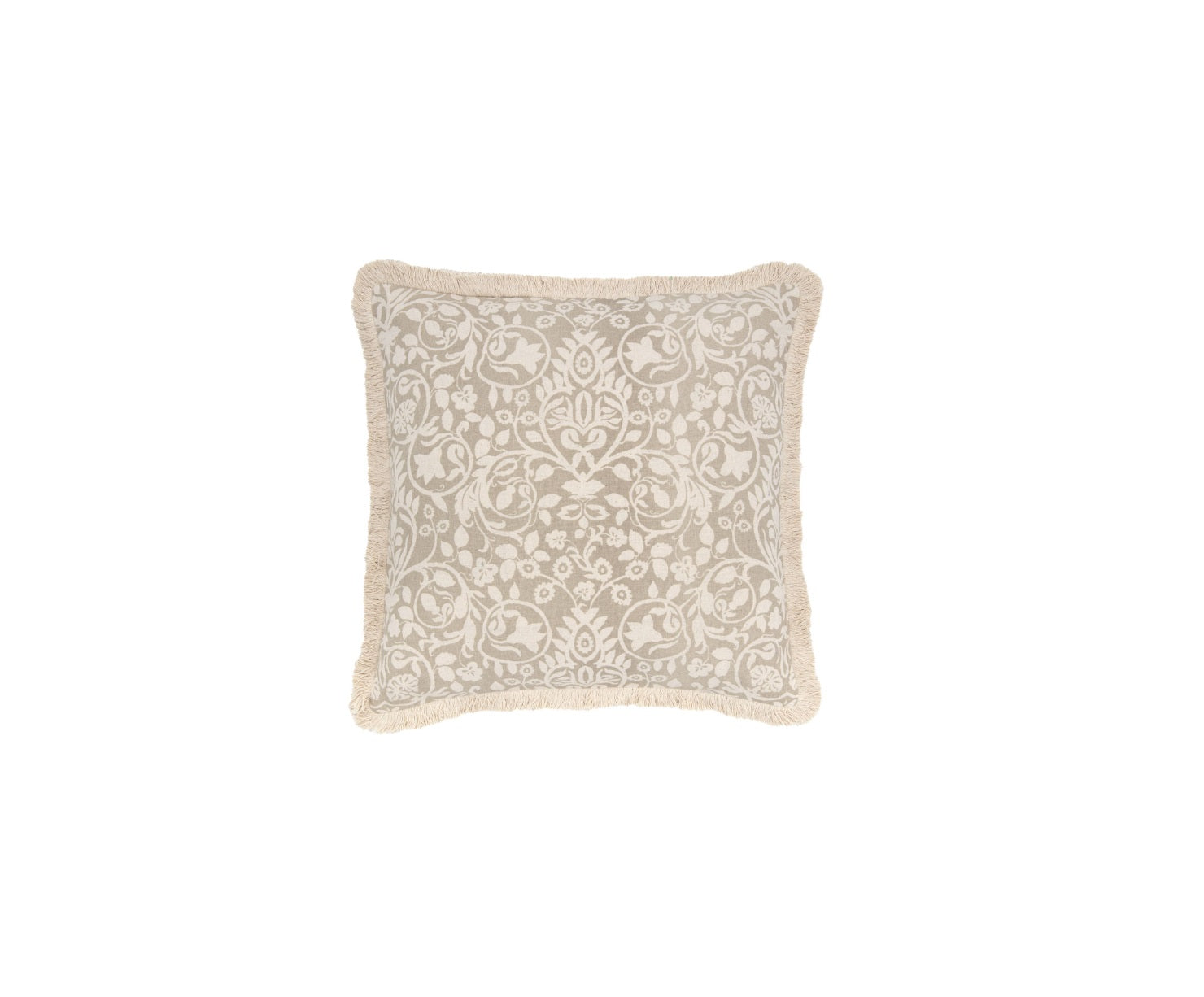 Damask Whisper Fringe Pillow Cover