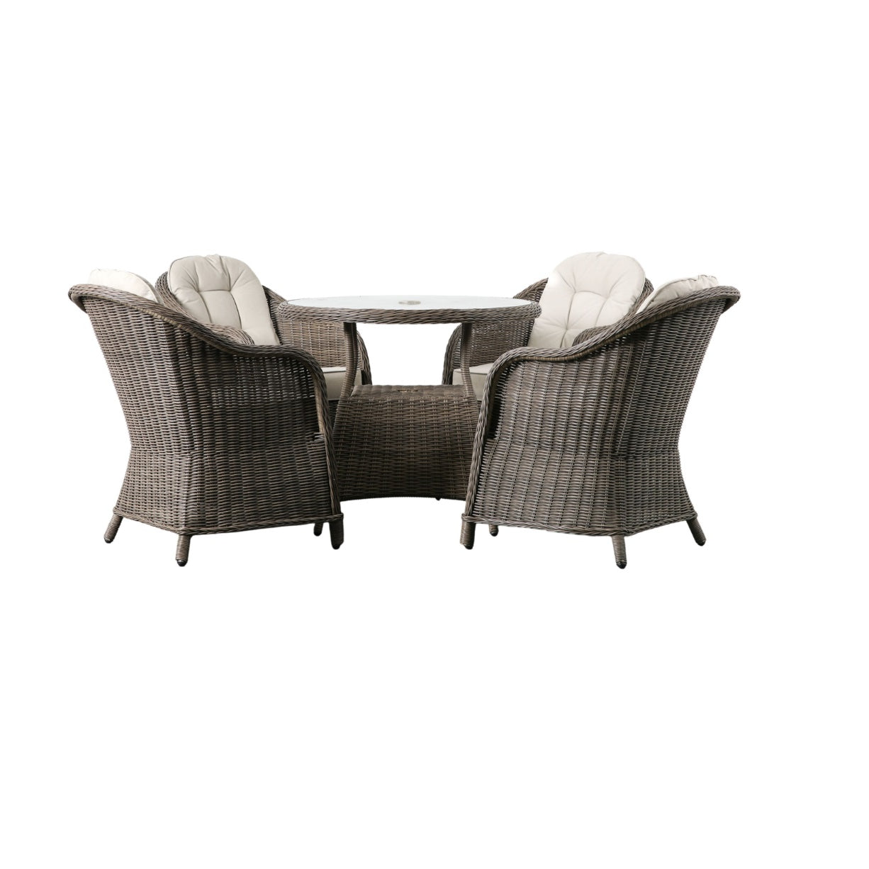 Cappuccino Weave 4 Seat Outdoor Dining Set