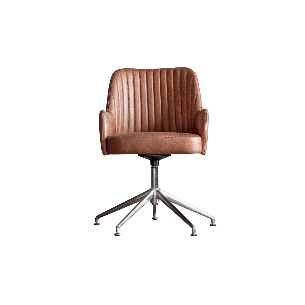 Opuluxe Antique Chestnut Leather Swivel Chair