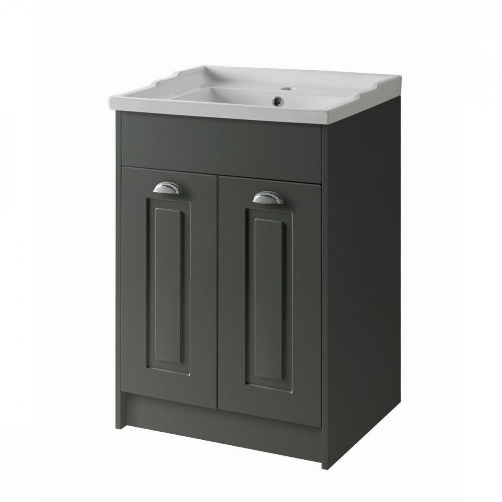 Bentley 600mm 2-Door Unit & Ceramic Basin - Matt Grey