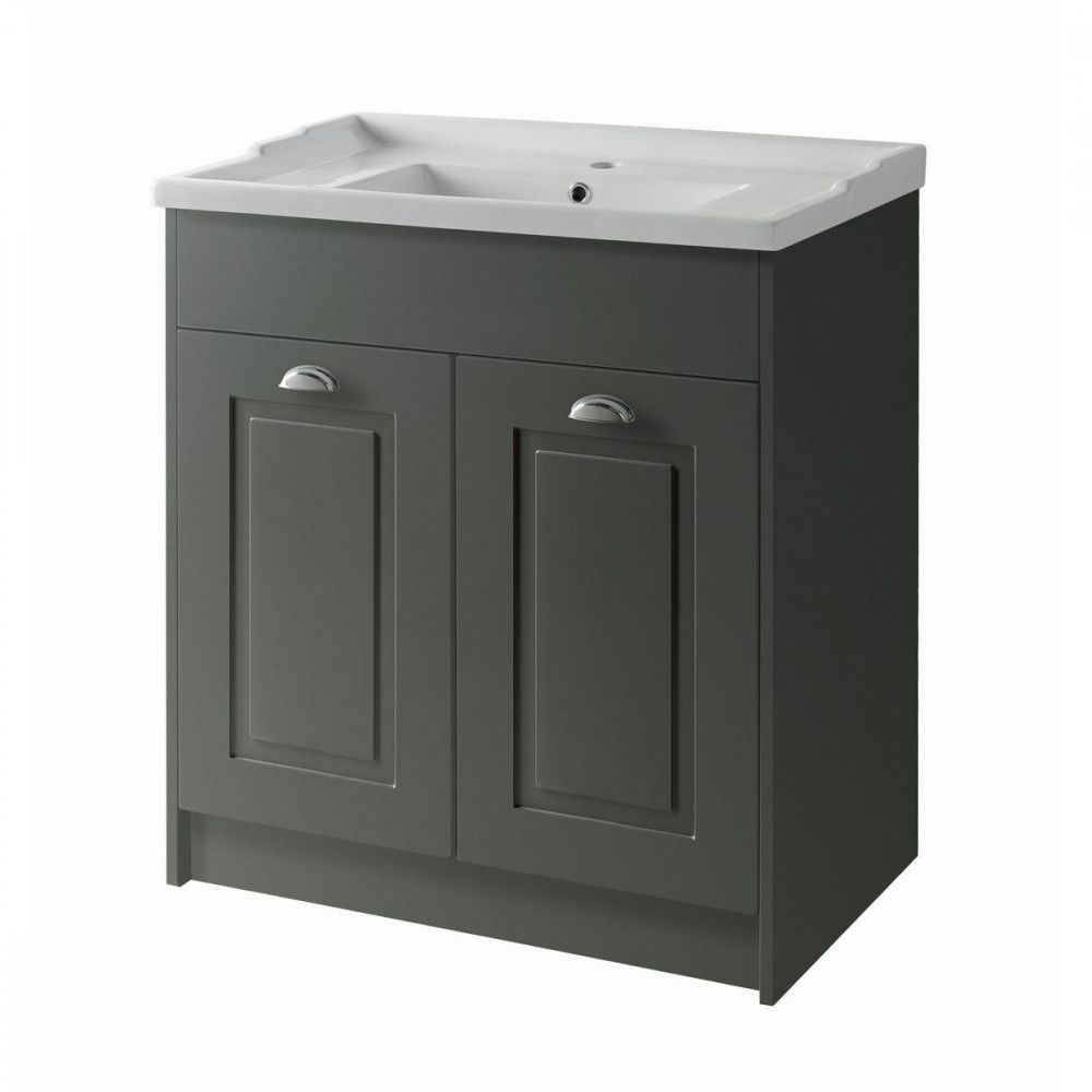 Bentley 800mm 2-Door Unit & Ceramic Basin - Matt Grey