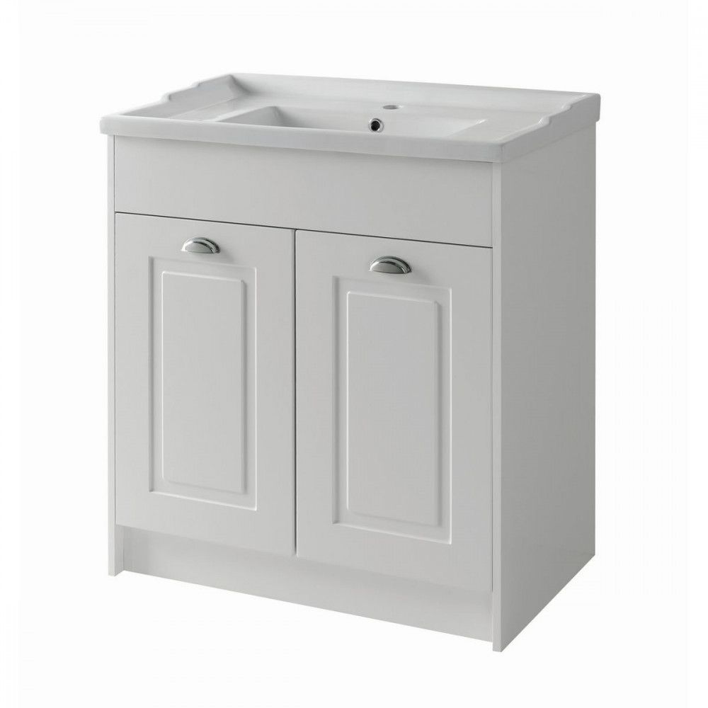 Bentley 800mm 2-Door Unit & Ceramic Basin - Matt White