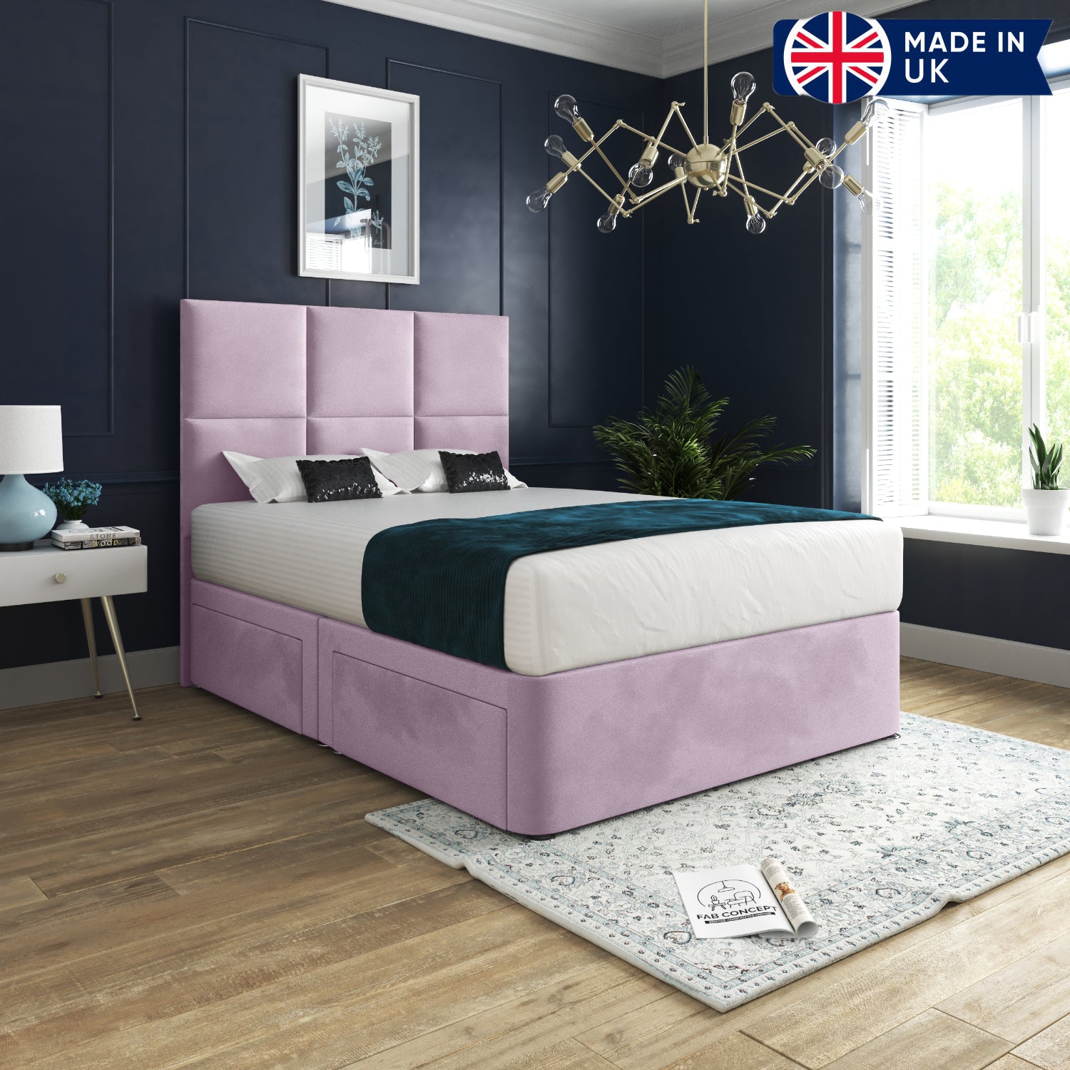 Caprio Upholserted Floorstanding Headboard With Divan Bed Frame