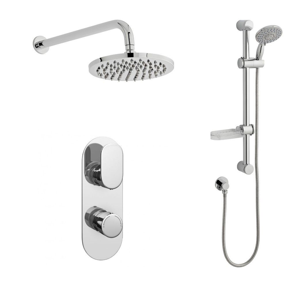 Cognitiq Thermostatic Shower With Slide Rail Kit & Overhead Drencher