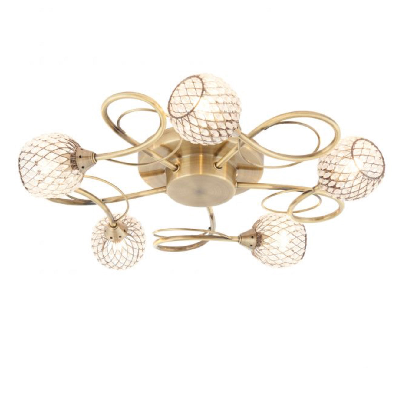 Nautical 5 Bulb Ceiling Light Gold