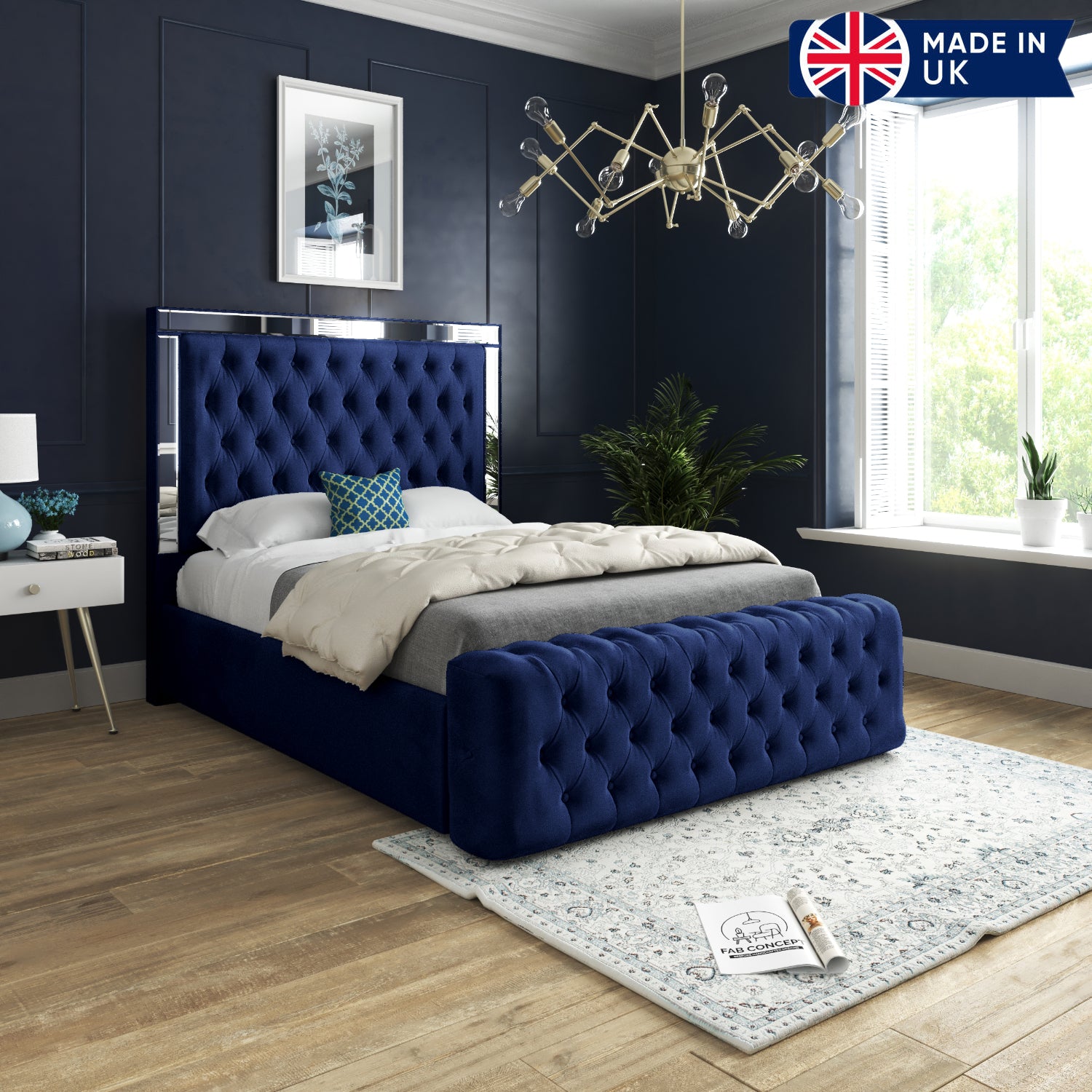 Marino Mirror Upholstered Soft Velvet Bed Frame